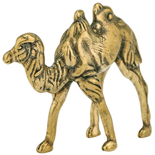Garneck Kamel Aus Messing Mini-kamelfigur Glücksfigur Kamel-Statue Messingdekor Tierwelt-Statue Miniaturskulptur Glückliche Tierfigur Kamel Figur Bücherregal Büro Kleine Tiere Modell von Garneck