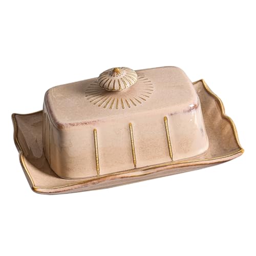 Garneck Keramik Butterplatte mit Deckel Rechteckig Butterdose und Käsehalter Teilig Langlebig Frischhaltend für Küche Restaurant und Zuhause Stilvoll und Praktisch von Garneck