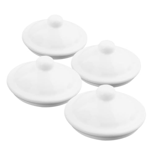 Garneck Keramik-Teekannen- Und Tassen Deckelset 4 Stück Ersatzdeckel Für Teekannen Und Teetassen Universell Einsetzbar Ideal Für Zuhause Und Büro in Elegantem Weiß von Garneck