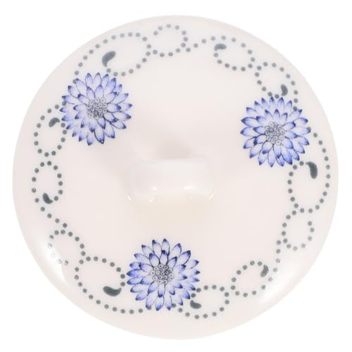Garneck Keramik Teetassendeckel mit Blumenmuster Dekorativer Porzellan Deckel für Teekessel und Teetasse Präzise Vielseitig Einsetzbar Auslaufsicher Einfach zu Reinigen Tee Zubehör von Garneck