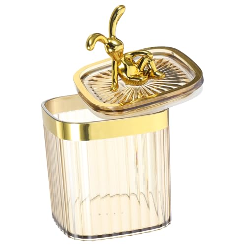 Garneck Kosmetik aufbewahrungsbox aus Robustem mit Breiter Öffnung Transparenter Design behälter für Wattepads und Wattestäbchen Niedliche Hasenfigur Platzsparend für Bad und Schminktisch von Garneck