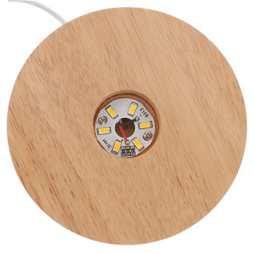Garneck Leuchten Display Sockel LED Holzsockel Runder Holz Lampensockel für Kristallkugeln Figuren 12cm Breit 2cm Warmes Licht Nachtlicht für Schlafzimmer Kinderzimmer Stabiler Beleuchteter Ständer von Garneck