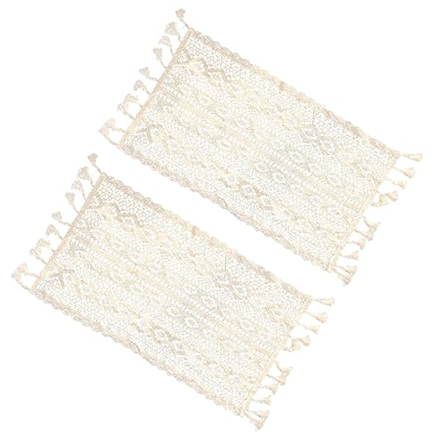 Garneck Makramee Tischset 2 Stück Im Boho-Stil - Rechteckige Platzsets 24x40cm Für Hochzeit Party Und Festliche Tischdekoration Rustikale Tischdeckchen in Weiß von Garneck