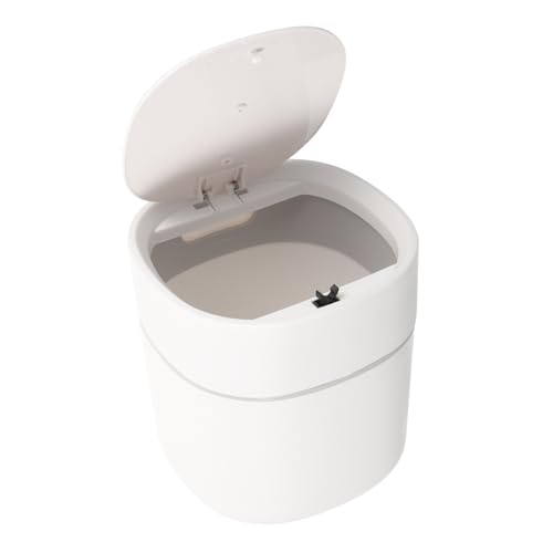 Garneck Mini Desktop Mülleimer mit Pressdeckel Kompakter Abfalleimer aus PP Rostfrei Vielseitiger Tischabfallbehälter für Küche Bad Büro Auto und Zuhause Weiß Garneck Mini Desktop Mülleimer mit Pressdeckel Kompakter Abfalleimer aus PP Rostfrei Vielseitiger Tischabfallbehälter für Küche Bad Büro Auto und Zuhause Weiß von Garneck