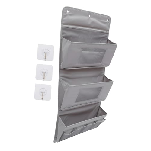 Garneck Multifunktionale Aufbewahrungstasche aus Stoff mit Selbstklebenden Haken Robustes Türhängesystem Wiederverwendbar für Schlafzimmer Bad Küche Büro Graue Wandaufbewahrung von Garneck