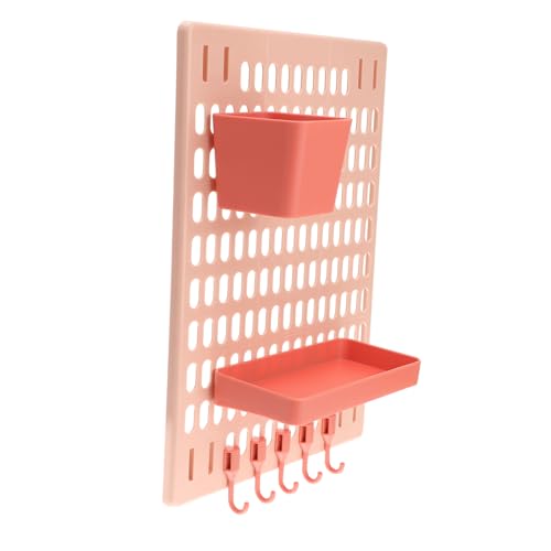 Garneck Multifunktionales Pegboard Wandregal ohne Bohren Starke Tragfähigkeit Einfache Montage Platzsparender Küchen und Bad Organizer Haken und Aufbewahrungsboxen Modernes Design in Rosa von Garneck