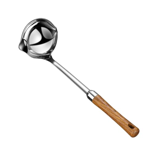 Garneck Ölfilterlöffel mit Holzgriff Rostfrei Fettabscheider für Suppe Praktischer Öltrenner Hitzebeständig Langlebig zum Reduzieren von Fettaufnahme Beim Kochen von Garneck