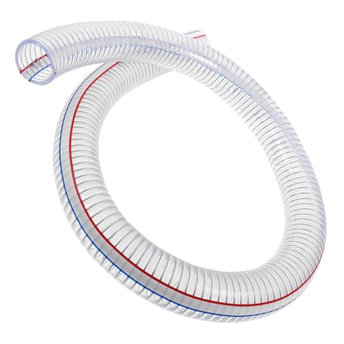 Garneck PVC Schlauch mit Stahlseil Verstärkt Spiralförmiger Flexibler Schlauch Ölbeständig Verschleißfest UV und Korrosionsresistent Lang Innendurchmesser für Wasser Öl Landwirtschaft von Garneck