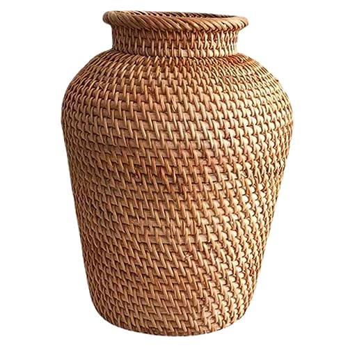 Garneck Rattanvase Geflochtener Aufbewahrungskorb Geflochtener Blumenkorb Bauernpflanzer Blumenbehälter Aus Rattan Glasterrarien Für Pflanzen Vase Tischdekoration Landhausstil Blumengefäß von Garneck