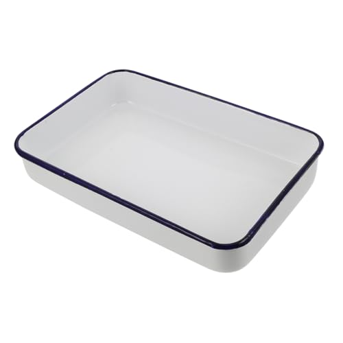 Garneck Retro Emaille Backblech Rechteckige Auflaufform für Ofen Hochtemperaturbeständig Multifunktionale Verwendung für Lasagne und Aufläufe Leicht zu Reinigen von Garneck