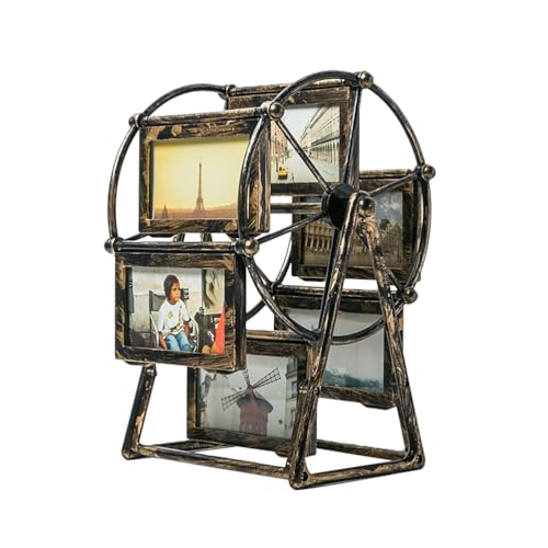 Garneck Rotierender Riesenrad Bilderrahmen Schreibtischtisch- Top- Vintage- Foto- Frames Personalisierte Familien- Fotorahmen Shows für Home Dekor Weihnachten Geburtstagsgeschenke von Garneck