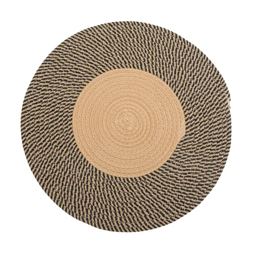 Garneck Runder Baumwollteppich Geflochtene Fußmatte Rustikaler Bodenteppich für Schlafzimmer Wohnzimmer Flur Vielseitiger Home Rug von Garneck