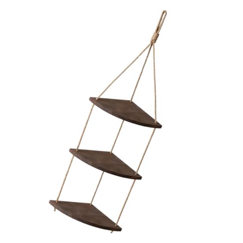 Garneck Rustikales Fächerförmiges Eck wandregal aus Stabilem Material Mehrlagiges Hängeregal für Pflanzen Dekoration und Aufbewahrung Platzsparende Wanddekoration für Wohnzimmer und von Garneck