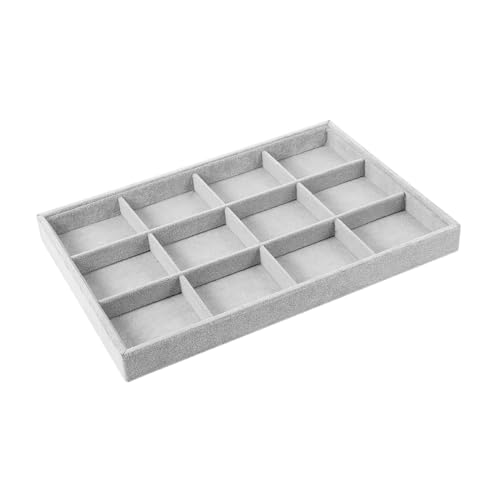 Garneck Schmuck Organizer Stapelbar Fächer Schmucktablett Schmuckaufbewahrung aus Dichteplatte Lint Material Schmuckhalter für Ringe Ohrringe Ketten Praktische Aufbewahrungsbox für von Garneck