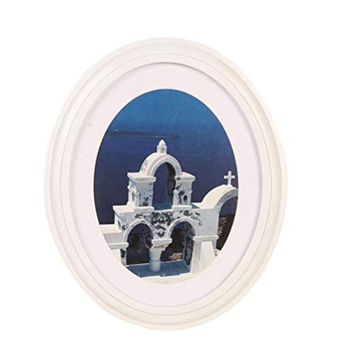 Garneck Shabby Chic Decor Bilderrahmen 25,4 cm klassisch ovale Form Bilderrahmen Wandbehang Dekoration für Wohnzimmer Schlafzimmer nahtloser Nagel und S-Nagel (weiß) Vintage-Rahmen von Garneck