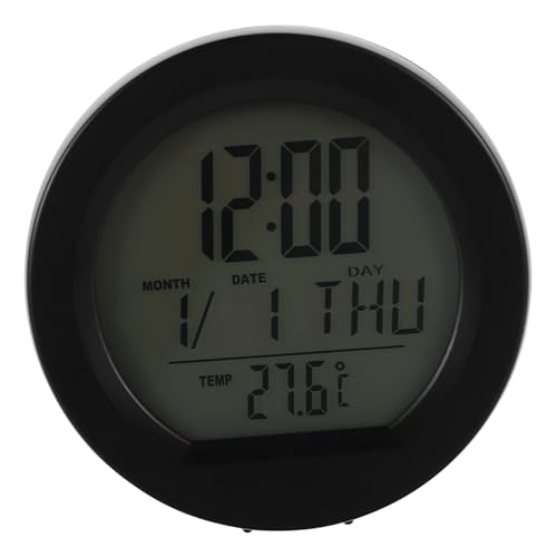 Garneck Solarbetriebene Auto dashboard uhr mit Thermometer und Datumsanzeige Präzise Temperaturmessung Kompakt und Elegant Passend für Pkw und Lkw Armaturenbrett Verbesserte von Garneck