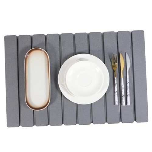 Garneck Stein Trocknungsmatte für Küche Faltbare Schnell Wasserabsorbierende Kieselgur Abtropfmatte für Geschirr Tassen Flaschen und Utensilien Strapazierfähig und Platzsparend von Garneck