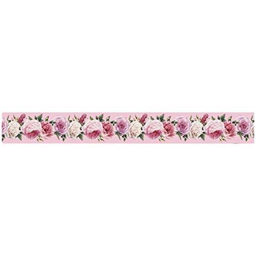 Garneck Tapeten Bordüre Wanddeko Aufkleber Wandverkleidung Aufkleber Selbstklebend Blumentapete Stick Blumenmuster von Garneck