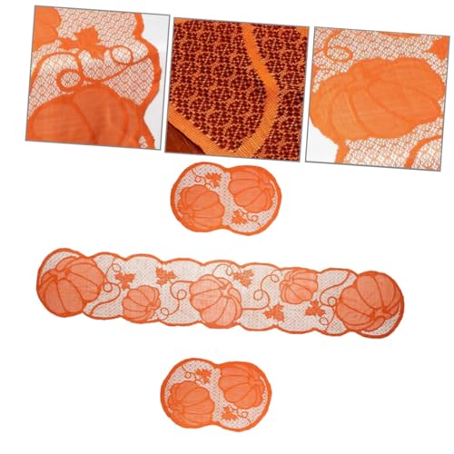 Garneck Teiliges Thanksgiving Tischset Orange Kürbis Spitzen Tischläufer mit Tischmatten Herbstliche Erntedekoration für Küche Esszimmer Hotel und Festtagsfeiern Garneck Teiliges Thanksgiving Tischset Orange Kürbis Spitzen Tischläufer mit Tischmatten Herbstliche Erntedekoration für Küche Esszimmer Hotel und Festtagsfeiern von Garneck