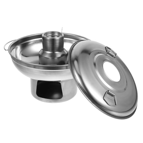Garneck Tragbarer Edelstahl Hot Pot mit Alkoholfeldkocher Kompakter Stabiler Kochtopf für Personen Hot Pot Schnelles Erhitzen Sicherer Griff für Outdoor und Restaurantgebrauch von Garneck
