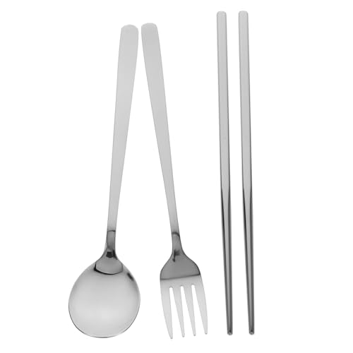 Garneck Tragbares Teiliges Camping Besteckset aus Edelstahl mit Schiebefach Leichtes Silbernes Outdoor Utensilien Set für Lunchbox und Picknick Unterwegs von Garneck