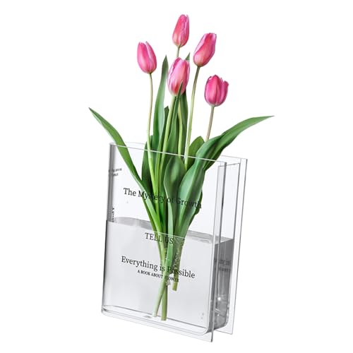 Garneck Transparente T Förmige Vase Kleiner Dekorativer Übertopf In Buchform Zeitungsvase Dekorative Süße Vase Klare Blumenvase In Buchform Vase In Buchform Blumentopf In Buchform von Garneck