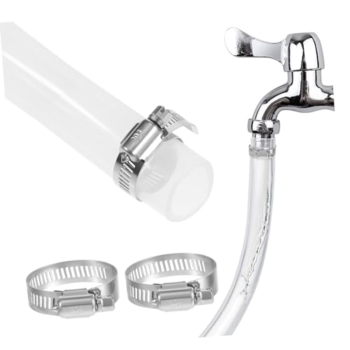 Garneck Transparenter Silikonschlauch mit Edelstahl Schlauchschellen Flexibel Chemikalienbeständig für Wasser Öl Lufttransfer Kompatibel mit Eisenanschlüssen Einfach zu Lagern und von Garneck