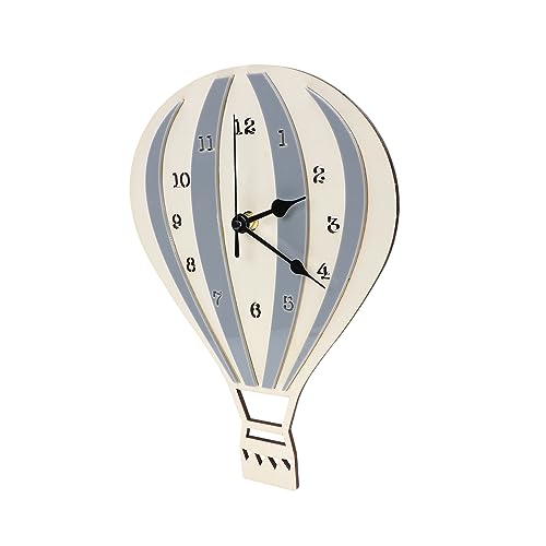 Garneck Wanduhren Uhr Für Kinder Heißluftballon-Uhr Wanduhr Kinderzimmeruhr Geräuschlose Uhr Ballon-Tier-Dekor Boutique-Dekor Stumm-Wanduhr Wanddekoration Kinderzimmer-Wanddekoration von Garneck