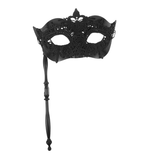 Garneck Venezianische Maskerade Halbgesichts Handmaske mit Spitzenverzierung Schwarzer Stab Leichte Kostümmaske für Damen und Herren für Halloween Karneval Maskenball und Kostümparty Garneck Venezianische Maskerade Halbgesichts Handmaske mit Spitzenverzierung Schwarzer Stab Leichte Kostümmaske für Damen und Herren für Halloween Karneval Maskenball und Kostümparty von Garneck