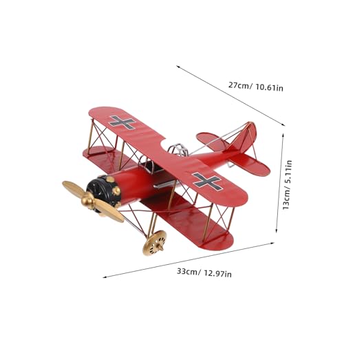 Garneck Vintage Flugzeugmodell aus Schmiedeeisen Stabiles Retro für Büro und Zuhause Detailgetreues Rotes mit Zeitlosem Charme Dekoratives Modell für Schreibtisch und Regal von Garneck