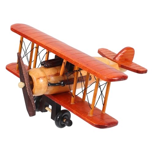 Garneck Vintage Holz Flugzeug Modell Rustikale Dekoration Stabile Holz Miniatur für Wohnzimmer Büro Kinderzimmer Nostalgisches Sammler Ornament von Garneck
