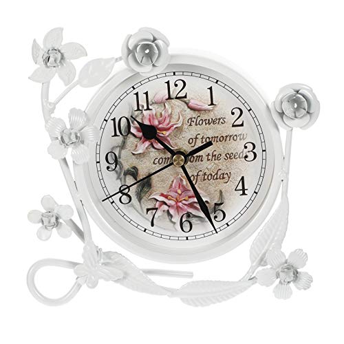 Garneck Vintage Tischuhr Rustikal Shabby Chic Eisen Handwerk Schreibtisch Uhr Home Decor für Kamin Kamin Regal Desktop Theke von Garneck