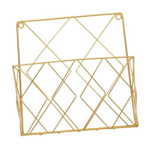 Garneck Wandmontierter Magazinhalter aus Robustem Eisen Minimalistisches Design Installieren Platzsparender Zeitungs Bücherhalter für Wohnzimmer und Büro Goldfarben von Garneck