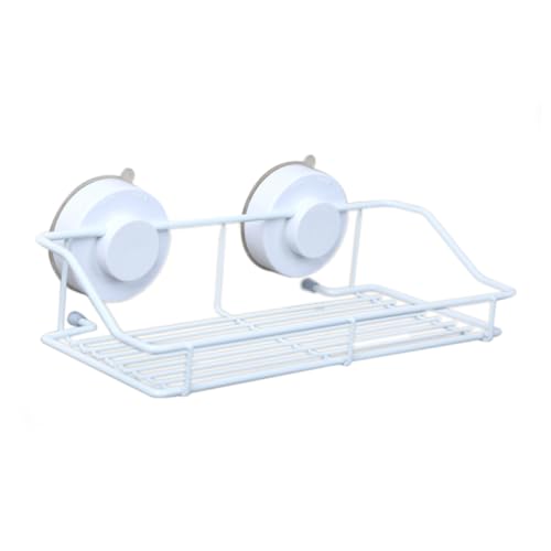 Garneck Wandmontiertes Badezimmerregal mit Saugnapf Weißes Aufbewahrungsregal für Küche und Bad Platzsparendes Drahtgestell zur Wandaufbewahrung Einfach zu Reinigen und Robust von Garneck