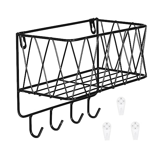 Garneck Wandregal Schlüsselhalter Eisen mit Haken Mehrzweck Wandorganisator für Haushalt Wohnzimmer Büro Bad Eingangsbereich Platzsparend Dekoratives Regal von Garneck