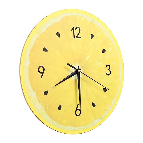 Garneck Wanduhr Heimuhr Vintage Zitronenuhr Zitrone Uhr Einfache Uhr Zitronendekor Stumme Uhr Zitronenuhr-wandbild Schlafzimmer Hängende Uhr Sommerdeko 3D Altmodisch PVC Einstellen von Garneck