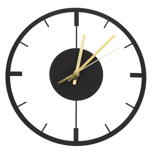 Garneck Wanduhr Metallwanduhr Wanduhr Im Einfachen Stil Haushaltswanduhr Hängende Wanduhr Schlafzimmer-wanduhr Bequeme Wanduhren Nicht Tickende Wanduhr Bürouhr Einfache Wanduhr Black Eisen von Garneck