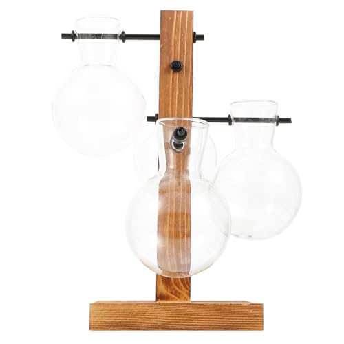 Garneck Wasserpflanzvase mit Holzständer Transparente Tischdeko für Hydroponik Design für Schlafzimmer Büro und Wohnzimmer als für Pflanzenliebhaber von Garneck