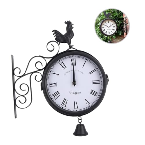 Garneck Wetterfeste Aussenuhr Outdoor Uhr Wall Clock Retro-hängeuhr Wanduhr Außen Wetterfest Wanduhr Bahnhof Outdoor Uhr Herren Wohnzimmeruhr Modern Wanduhr Modern Wohnzimmer Wanduhr von Garneck