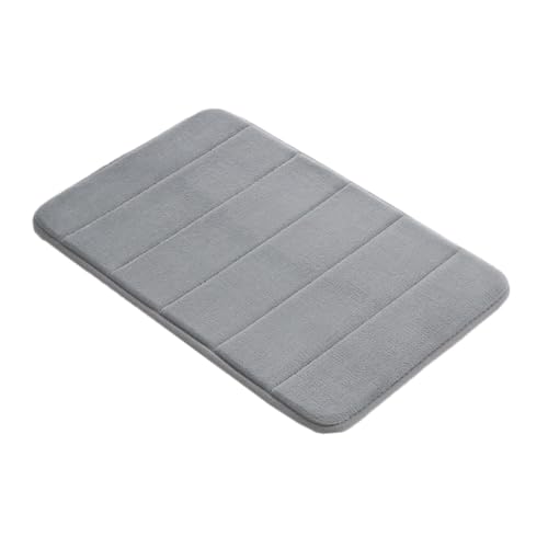 Garneck rutschfeste Fleece Badematte mit Memory Schaum Waschbarer Fußmatte Grauer Teppich für Badezimmer Schlafzimmer und Wohnzimmer Saugfähig und Langlebig von Garneck