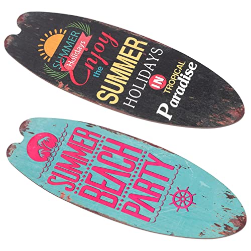 Retro-Deko -Deko Retro-Wohndeko Surfbrett-Schmuck Marine-Stil Dekoration Strand-Surfbrett-Schild Indoor-Surfbrett-Plakette Dekorationswand Surfbrett-Deko Wohnornament 2St von Garneck