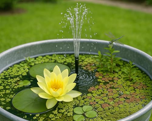 Miniteich Pflanzen Set - Seerose Nymphaea Sulphurea vorgezogen in Kokosfaser - 3 Schwimmpflanzen - Seerosen-Dünger 25 Kapseln - Perfekt für Zinkwanne & Kübel - Gelbe Seerose von Garnelio