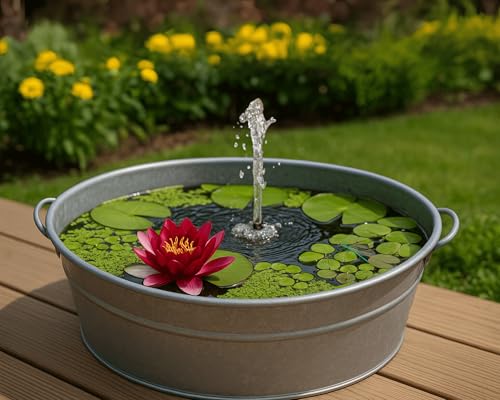 Miniteich Pflanzen Set - Seerose Nymphaea Sulphurea vorgezogen in Kokosfaser - 3 Schwimmpflanzen - Seerosen-Dünger 25 Kapseln - Perfekt für Zinkwanne & Kübel - Rote Seerose von Garnelio