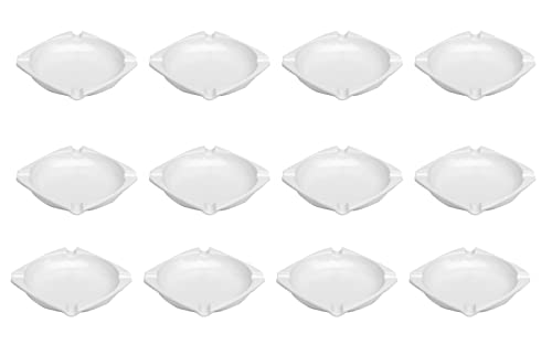 Garnet - Square Weiß - 12 Stück Aschenbecher aus Kunststoff (Melamin), hitzebeständig, stoßfest, hergestellt in Italien, 100 % - Größe 10 cm x 10 cm x 2 cm H - Weiß von Garnet