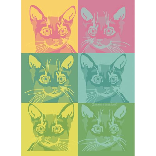 Garnier Thiebaut Chachacha Pop (Cat Pop Art), französisches Küchentuch, 55,9 x 76,2 cm, Baumwolle, Jacquard von Garnier-Thiebaut USA