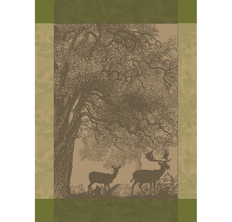 Garnier Thiebaut Geschirrtuch Geschirrtuch Cerf Et Biche Mousse 56x77 cm, (1-tlg., 1 x Geschirrtuch), jacquard-gewebt von Garnier Thiebaut