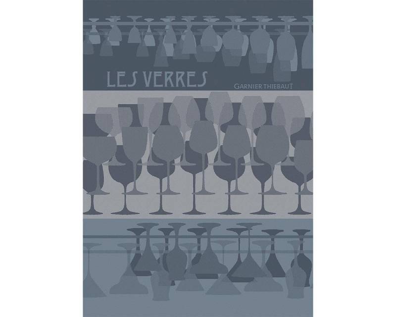 Garnier Thiebaut Geschirrtuch Geschirrtuch Les verres à pied denim 50x70 cm, (1-tlg., 1 x Geschirrtuch), jacquard-gewebt von Garnier Thiebaut