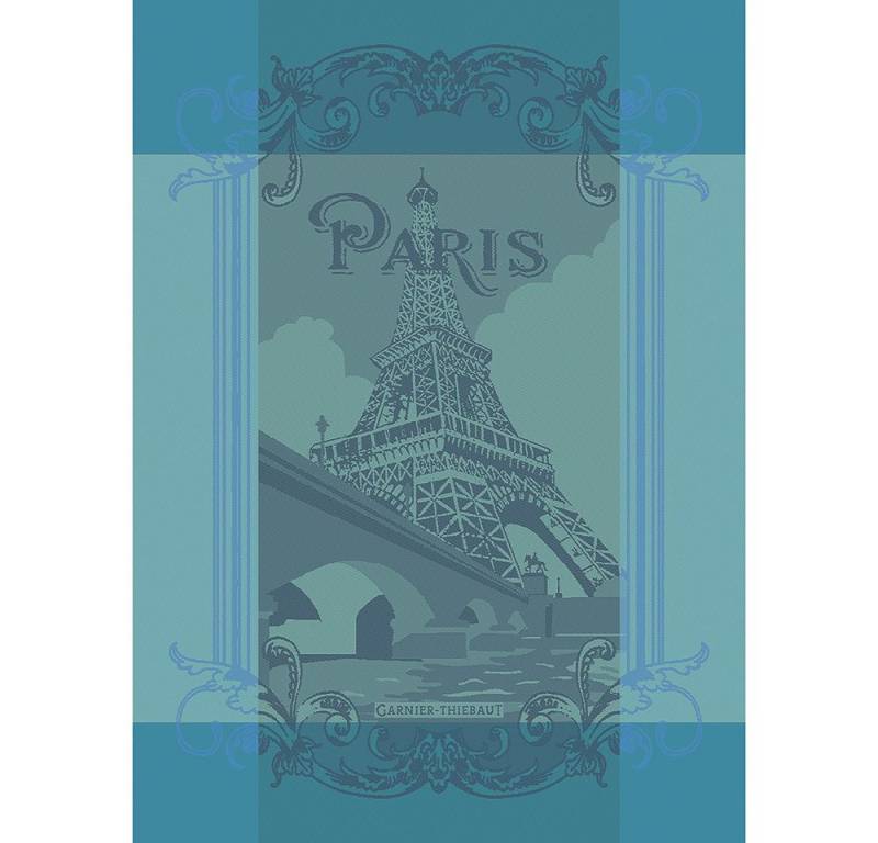 Garnier Thiebaut Geschirrtuch Geschirrtuch Paris Seine Turquoise 56x77 cm, (1-tlg., 1 x Geschirrtuch), jacquard-gewebt von Garnier Thiebaut