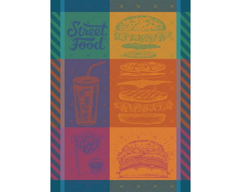 Garnier Thiebaut Geschirrtuch Geschirrtuch Street food USA gourmand 56x77 cm, (1-tlg., 1 x Geschirrtuch), jacquard-gewebt von Garnier Thiebaut