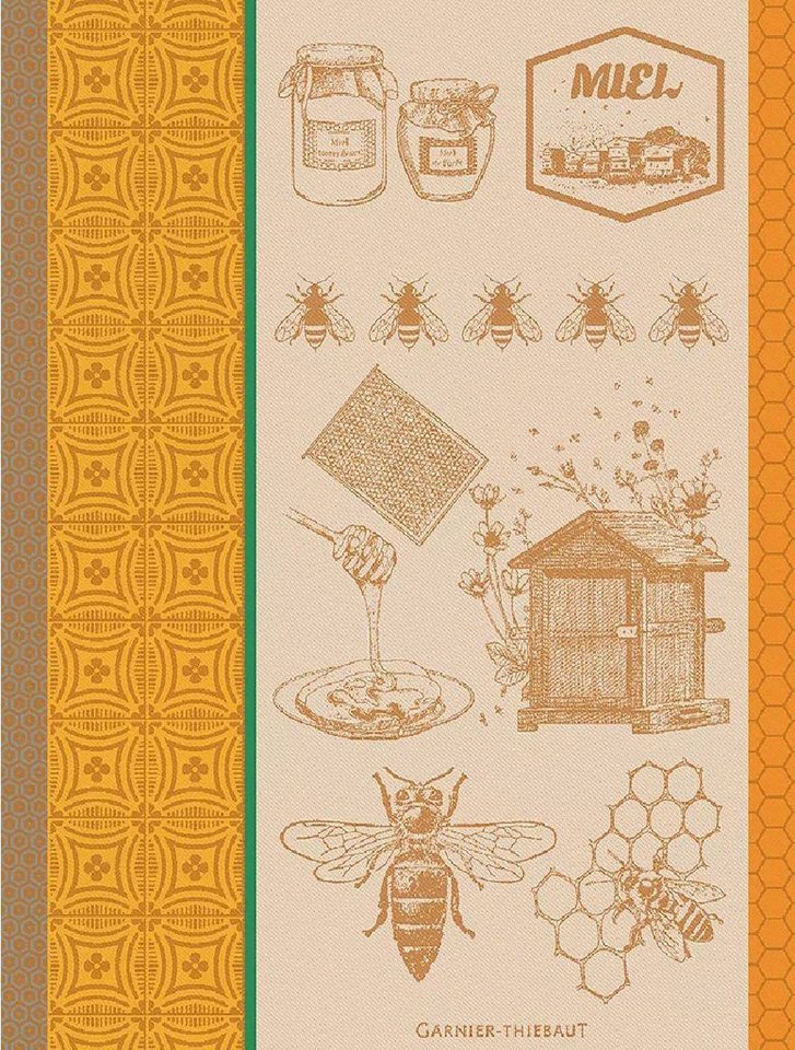 Garnier Thiebaut Geschirrtuch Miel Et Abeilles Ocre, (56 x 77 cm, 1-tlg), jacquard-gewebt von Garnier Thiebaut